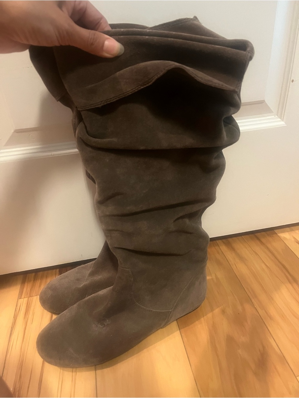 Gianni Bini Dark Brown Suede Over-the-Knee Slouch Boots